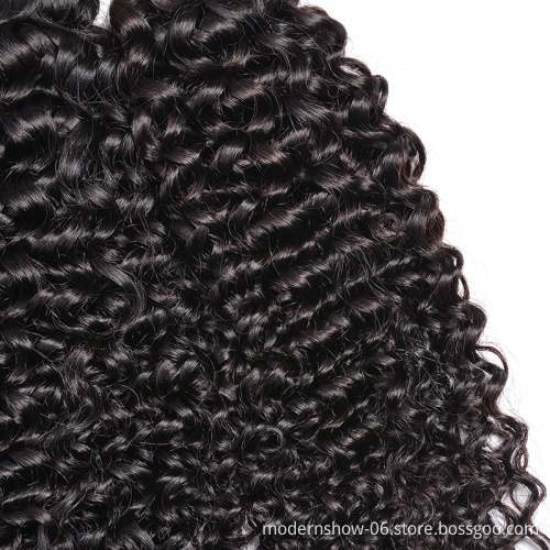 Raw Virgin Kinky Curly Women Hairs 3 to 4 Mink India Hair Bundles with Closure